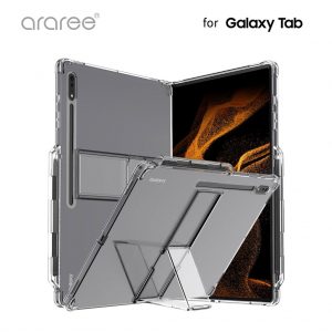 【Galaxy Tab S8+】ペンホルダー付きスタンドケース Flexield クリア